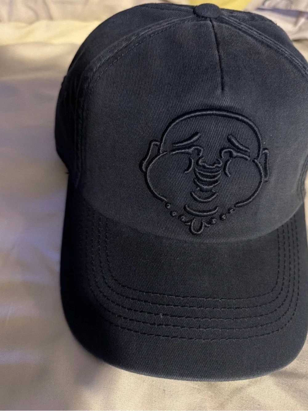 True Religion Navy Embroidered Buddha Face Baseball Hat